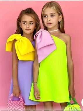 Girls Scuba Knit Bow Sleeveless Midi Dresses dress up sparkle NWT 7 year old